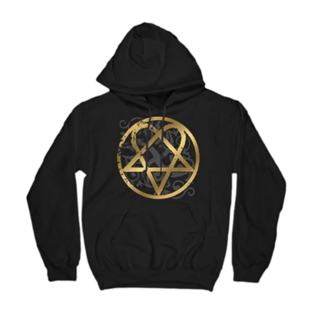 Independent Trading Women's Heartagram HIM Gold Foil Love Metal Hoodie Black 2XL